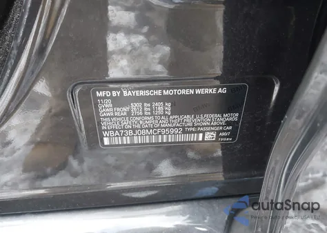 2021 BMW 540I xDrive z USA, uszkodzony, nr VIN WBA73BJ08MCF95992